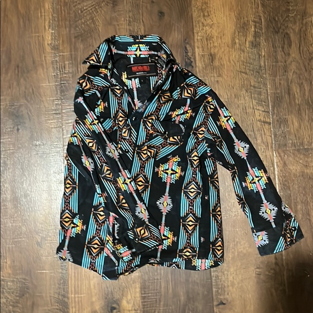Rock & Roll denim western button up shirt boys